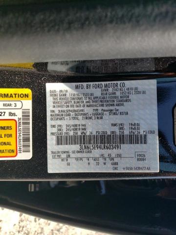 3LN6L5E94LR603491 - 2020 LINCOLN MKZ RESERVE შავი ფოტო 12