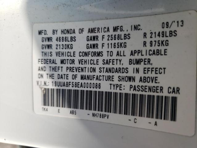 19UUA8F58EA000086 - 2014 ACURA TL TECH WHITE photo 12