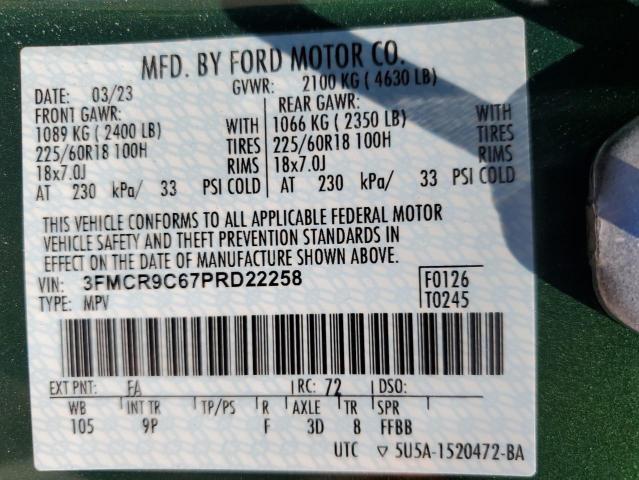 3FMCR9C67PRD22258 - 2023 FORD BRONCO SPO OUTER BANKS GREEN photo 14