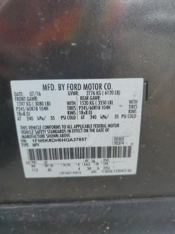 1FM5K8DH6HGA37857 - 2017 FORD EXPLORER XLT Boz foto 14