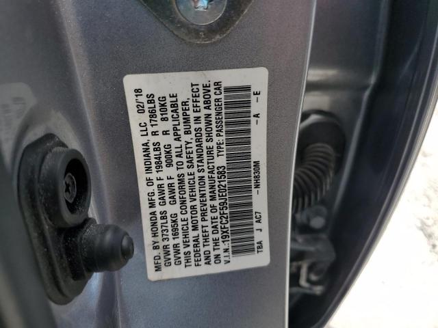 19XFC2F59JE021583 - 2018 HONDA CIVIC LX SILVER photo 12