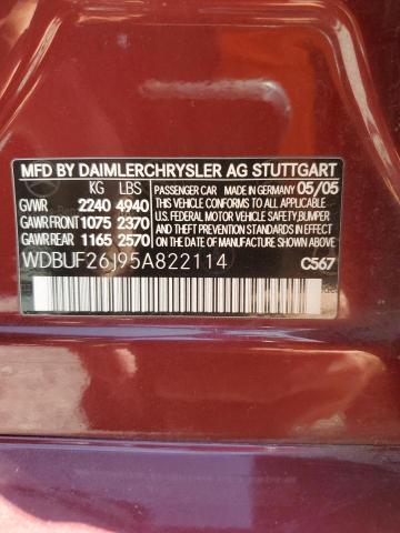 WDBUF26J95A822114 - 2005 MERCEDES-BENZ E 320 CDI BURGUNDY photo 12