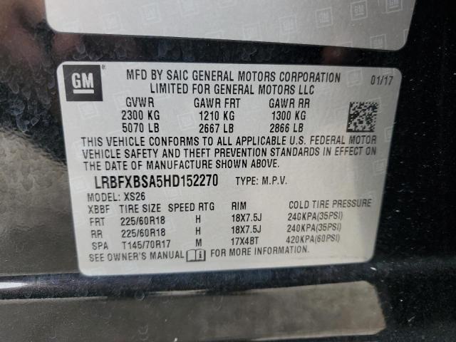 LRBFXBSA5HD152270 - 2017 BUICK ENVISION ESSENCE أسود صورة 14