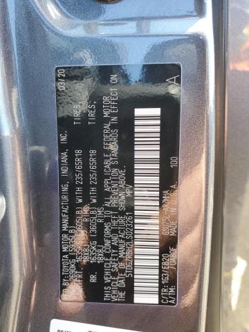 5TDGZRBH2LS023261 - 2020 TOYOTA HIGHLANDER XLE GRAY photo 13