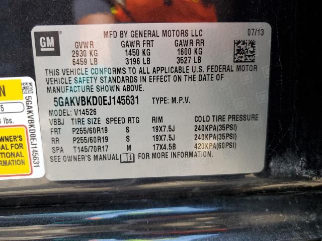 5GAKVBKD0EJ145631 - 2014 BUICK ENCLAVE BLACK photo 13