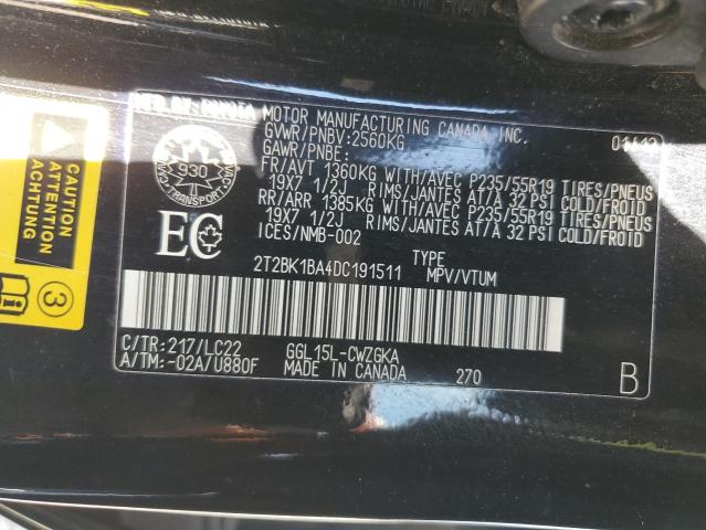 2T2BK1BA4DC191511 - 2013 LEXUS RX 350 BASE BLACK photo 13