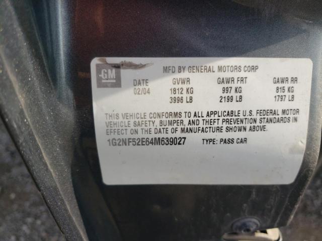 1G2NF52E64M639027 - 2004 PONTIAC GRAND AM SE1 GRAY photo 12