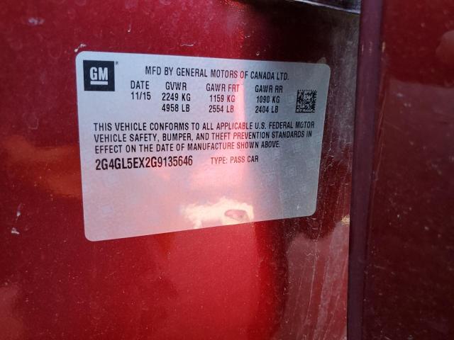2G4GL5EX2G9135646 - 2016 BUICK REGAL 红色 照片 12