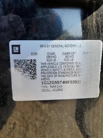 1G1ZG5ST4MF039113 - 2021 CHEVROLET MALIBU RS 黑色 照片 12