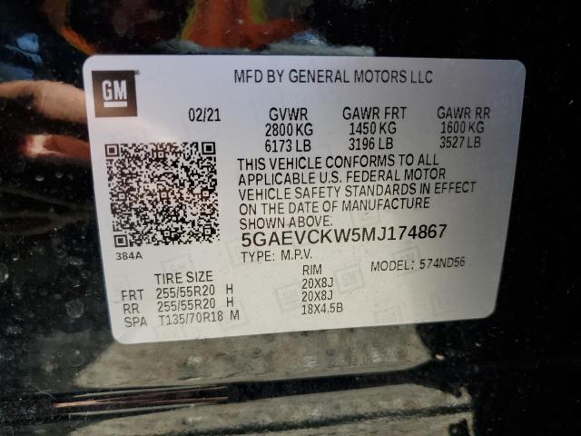 5GAEVCKW5MJ174867 - 2021 BUICK ENCLAVE AVENIR შავი ფოტო 14