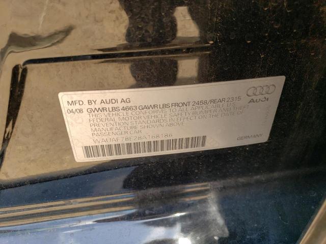 WAUAF78E28A168186 - 2008 AUDI A4 2.0T BLACK photo 12