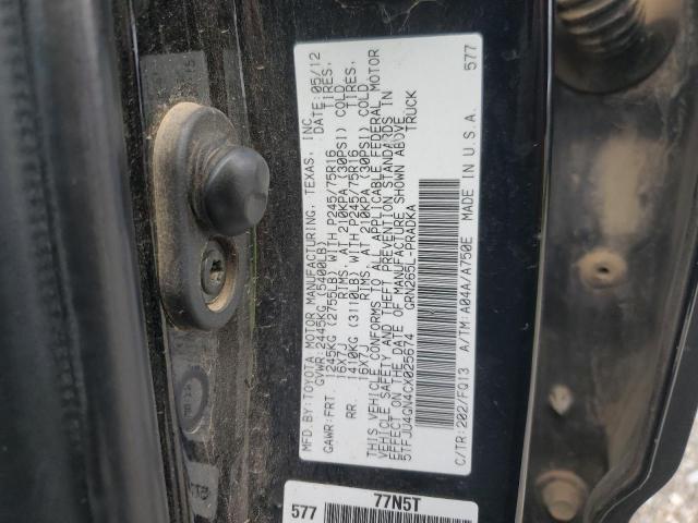 5TFJU4GN4CX025674 - 2012 TOYOTA TACOMA DOUBLE CAB PRERUNNER BLACK photo 12