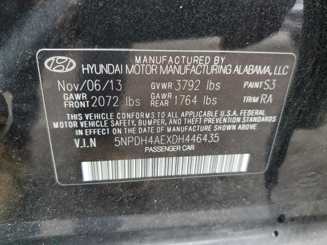 5NPDH4AEXDH446435 - 2013 HYUNDAI ELANTRA GLS BLACK photo 13