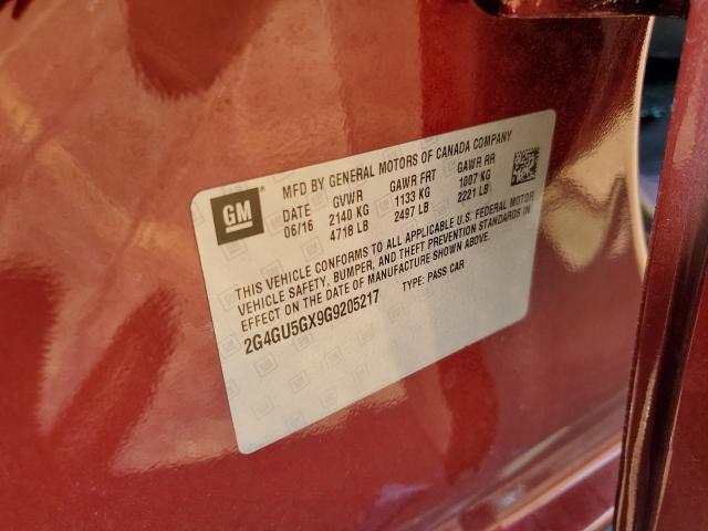 2G4GU5GX9G9205217 - 2016 BUICK REGAL GS BURGUNDY photo 13