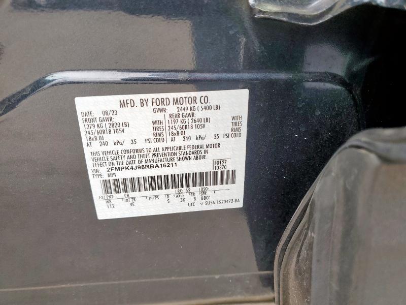 2FMPK4J98RBA16211 - 2024 FORD EDGE SEL BLUE photo 13