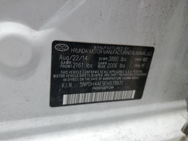 5NPDH4AE9FH578931 - 2015 HYUNDAI ELANTRA SE WHITE photo 12