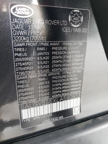 SALGV5SEXLA590933 - 2020 LAND ROVER RANGE ROVE AUTOBIOGRAPHY CHARCOAL photo 13