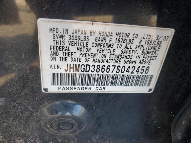 JHMGD38667S042456 - 2007 HONDA FIT S 黑色 照片 12