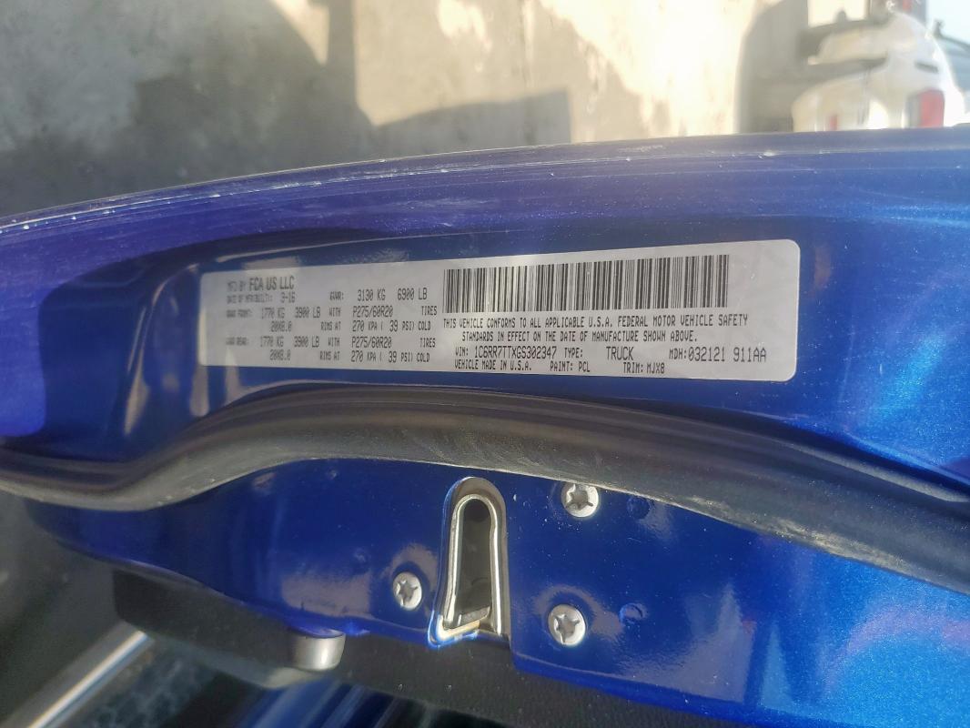 1C6RR7TTXGS302347 - 2016 RAM 1500 SLT BLUE photo 12