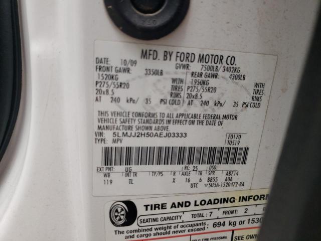 5LMJJ2H50AEJ03333 - 2010 LINCOLN NAVIGATOR WHITE photo 13