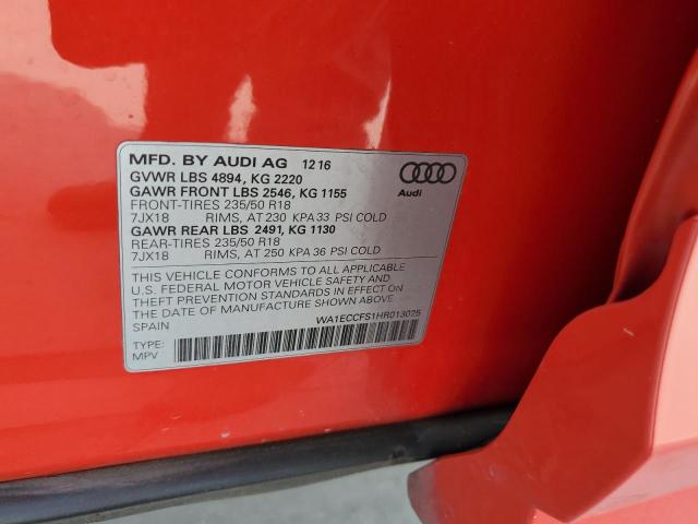 WA1ECCFS1HR013025 - 2017 AUDI Q3 PREMIUM RED photo 12