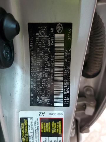 4T1BK3DB6CU460112 - 2012 TOYOTA AVALON BASE Gümüş foto 10