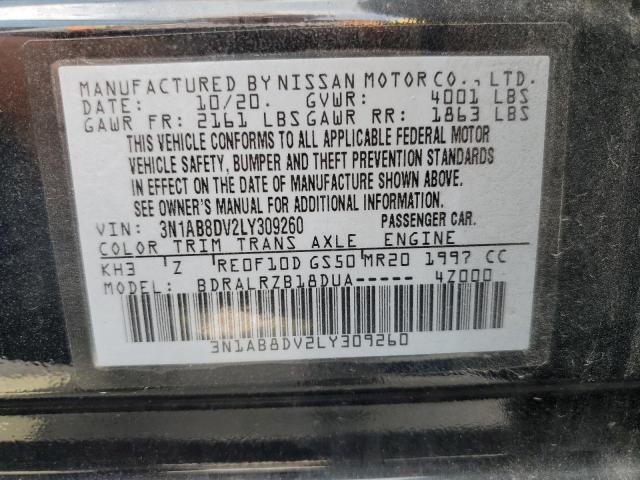 3N1AB8DV2LY309260 - 2020 NISSAN SENTRA SR BLACK photo 12