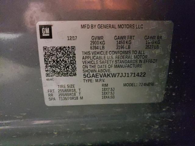 5GAEVAKW7JJ171422 - 2018 BUICK ENCLAVE ESSENCE 灰色 照片 13