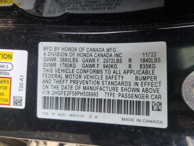 2HGFE2F58PH508993 - 2023 HONDA CIVIC SPORT 石墨色 照片 13