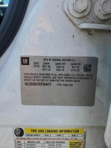 1G1ZC5EU7CF264477 - 2012 CHEVROLET MALIBU 1LT WHITE photo 13