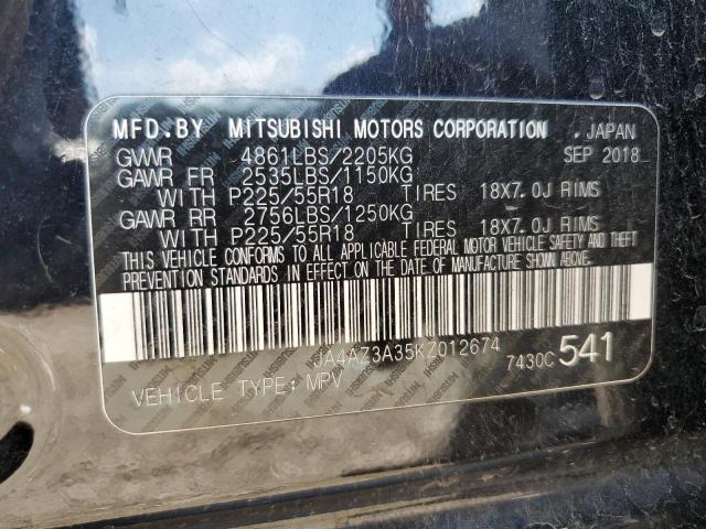 JA4AZ3A35KZ012674 - 2019 MITSUBISHI OUTLANDER SE 黑色 照片 13