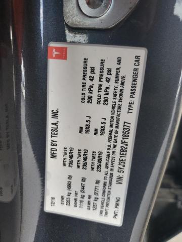 5YJ3E1EB2JF185377 - 2018 TESLA MODEL 3 灰色 照片 12