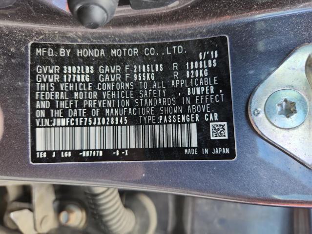 JHMFC1F75JX028945 - 2018 HONDA CIVIC EXL GRAY photo 13