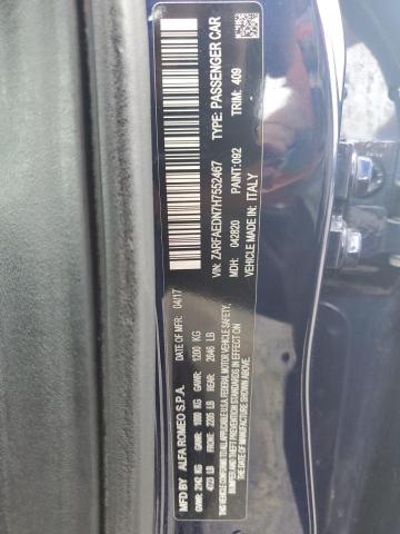 ZARFAEDN7H7552467 - 2017 ALFA ROMEO GIULIA Q4 蓝色 照片 12