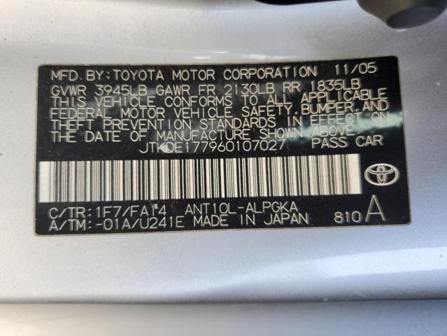 JTKDE177960107027 - 2006 TOYOTA SCION TC 银色 照片 12