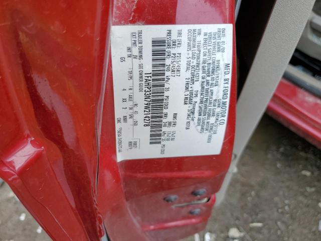 1FAHP33N79W214278 - 2009 FORD FOCUS SES RED photo 12