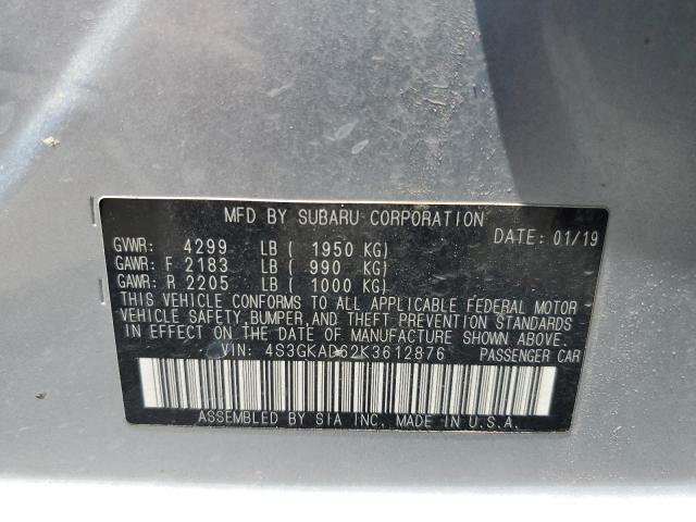 4S3GKAD62K3612876 - 2019 SUBARU IMPREZA PREMIUM SILVER photo 12