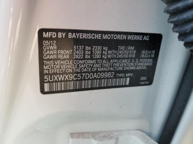 5UXWX9C57D0A09982 - 2013 BMW X3 XDRIVE28I WHITE photo 13