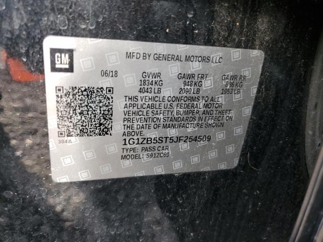 1G1ZB5ST5JF254509 - 2018 CHEVROLET MALIBU LS Siyah fotoğraf 12