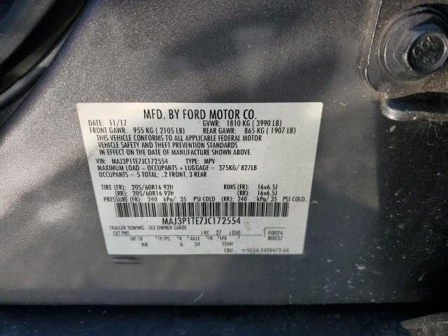 MAJ3P1TE7JC172554 - 2018 FORD ECOSPORT SE ნაცრისფერი ფოტო 13