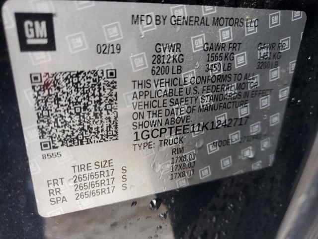 1GCPTEE11K1242717 - 2019 CHEVROLET COLORADO ZR2 BLACK photo 12