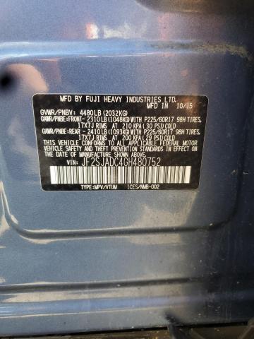 JF2SJADC4GH480752 - 2016 SUBARU FORESTER 2.5I PREMIUM BLUE photo 12