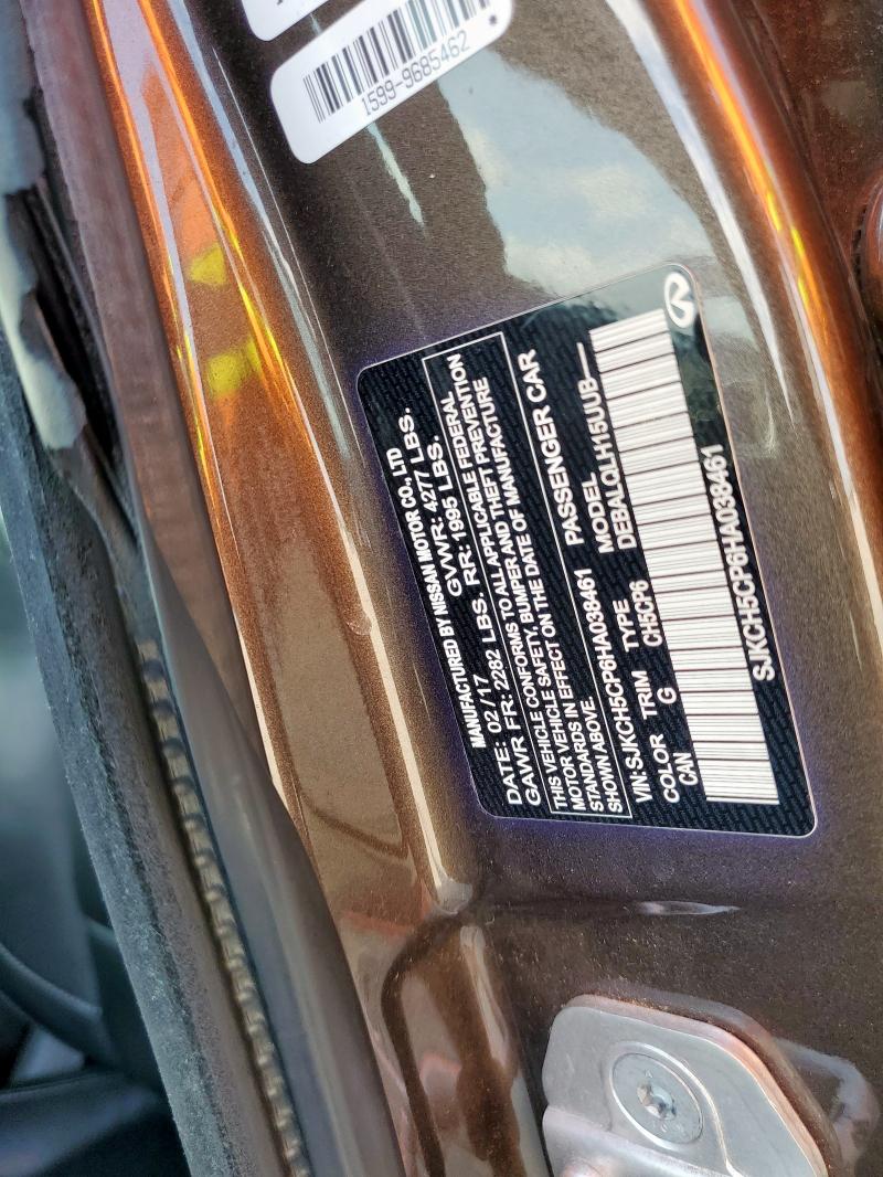 SJKCH5CP6HA038461 - 2017 INFINITI QX30 BASE BROWN photo 12