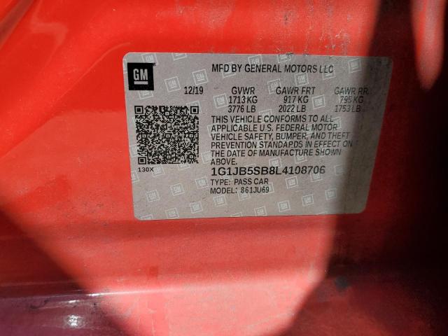 1G1JB5SB8L4108706 - 2020 CHEVROLET SONIC LS Qırmızı foto 12