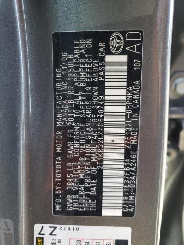 2T1KR32E77C648749 - 2007 TOYOTA COROLLA MA XR GRAY photo 12