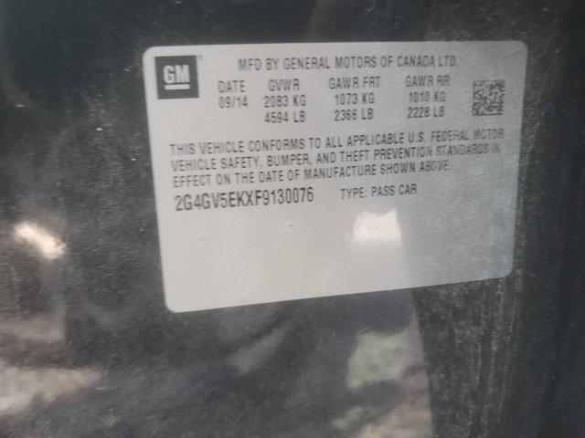 2G4GV5EKXF9130076 - 2015 BUICK REGAL BLACK photo 12