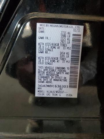 5N1AR2MN9FC636303 - 2015 NISSAN PATHFINDER S BLACK photo 12