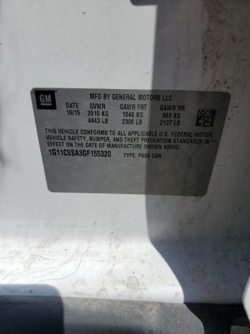 1G11C5SA3GF155320 - 2016 CHEVROLET MALIBU LIM LT 白色 照片 12