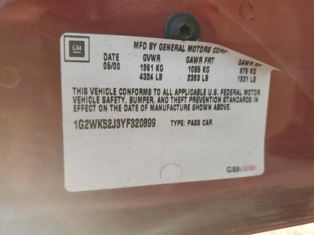 1G2WK52J3YF320899 - 2000 PONTIAC GRAND PRIX SE1 BURGUNDY photo 13