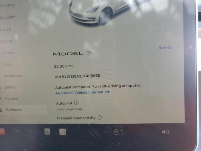 5YJ3E1EA3PF408865 - 2023 TESLA MODEL 3 Ağ foto 9